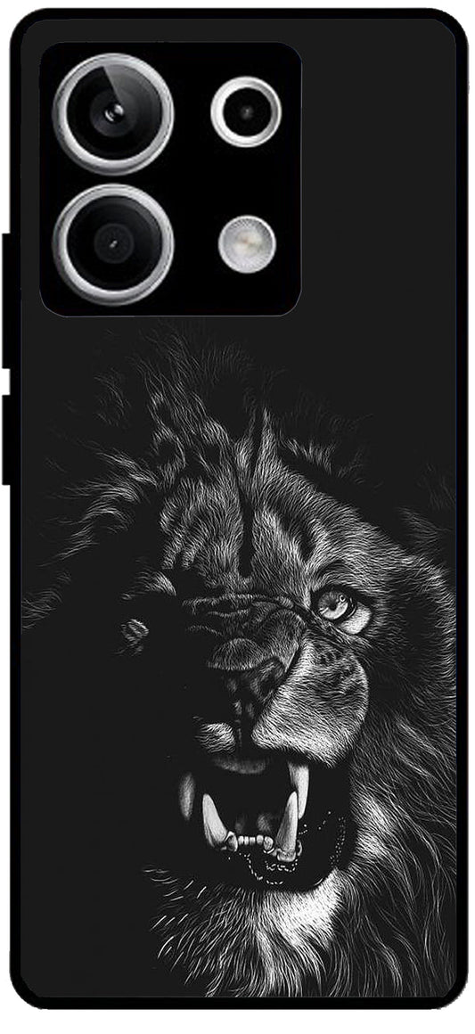 Angry Lion Unbreakable Metal Back Case Mobile Cover with 4 Side Protection and Soft TPU Sides for Redmi note 13