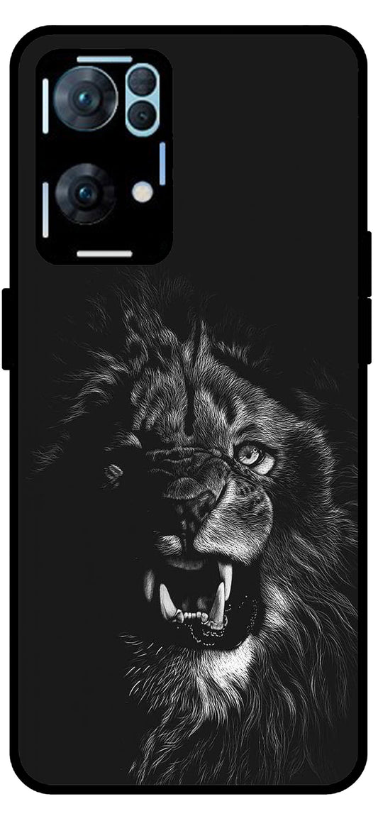 Angry Lion Unbreakable Metal Back Case Mobile Cover with 4 Side Protection and Soft TPU Sides for Oppo Reno 7 Pro 5G