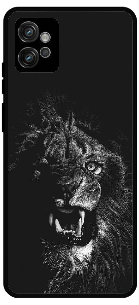 Angry Lion Unbreakable Metal Back Case Mobile Cover with 4 Side Protection and Soft TPU Sides for Moto G32