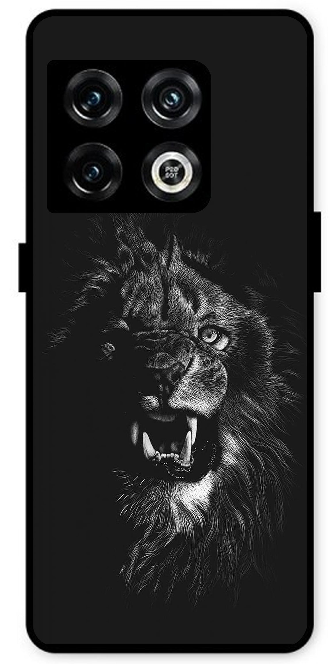 Angry Lion Unbreakable Metal Back Case Mobile Cover with 4 Side Protection and Soft TPU Sides for OnePlus 10Pro 5G