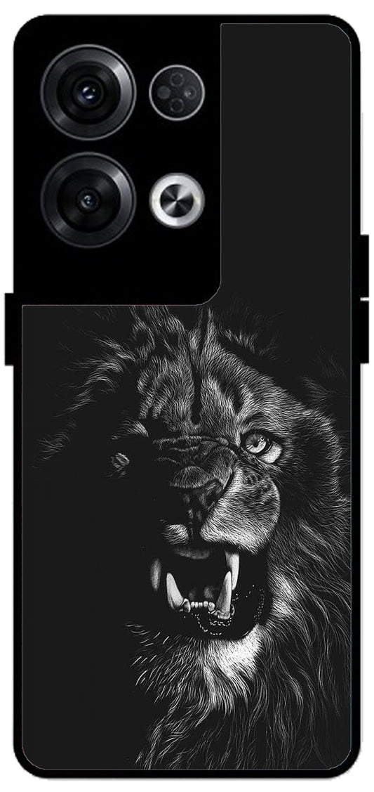 Angry Lion Unbreakable Metal Back Case Mobile Cover with 4 Side Protection and Soft TPU Sides for Oppo Reno 8 Pro 5G 2D