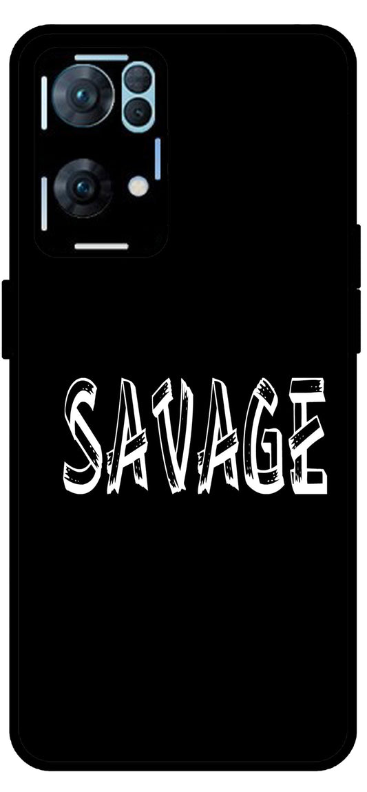 Savage Unbreakable Metal Back Case Mobile Cover with 4 Side Protection and Soft TPU Sides for Oppo Reno 7 Pro 5G