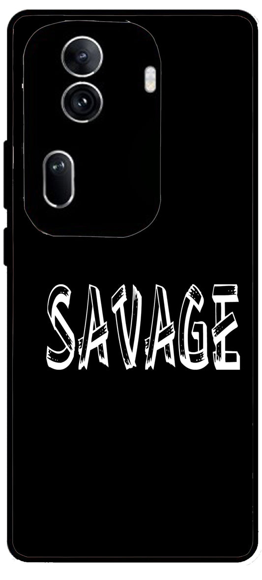 Savage Unbreakable Metal Back Case Mobile Cover with 4 Side Protection and Soft TPU Sides for Oppo Reno 11 pro