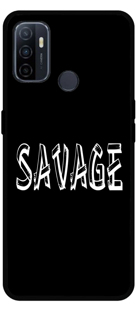 Savage Unbreakable Metal Back Case Mobile Cover with 4 Side Protection and Soft TPU Sides for Oppo A53