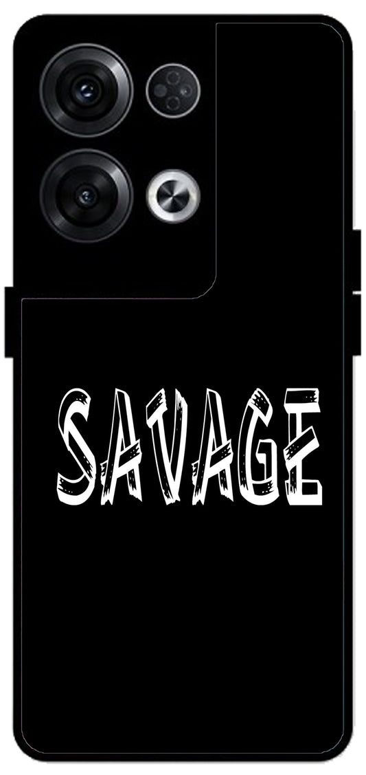 Savage Unbreakable Metal Back Case Mobile Cover with 4 Side Protection and Soft TPU Sides for Oppo Reno 8 Pro 5G 2D