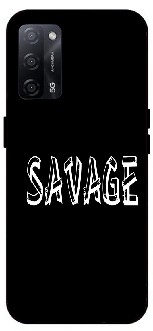 Savage Unbreakable Metal Back Case Mobile Cover with 4 Side Protection and Soft TPU Sides for Oppo A53s 5G