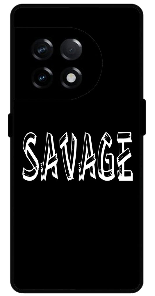 Savage Unbreakable Metal Back Case Mobile Cover with 4 Side Protection and Soft TPU Sides for OnePlus 11R