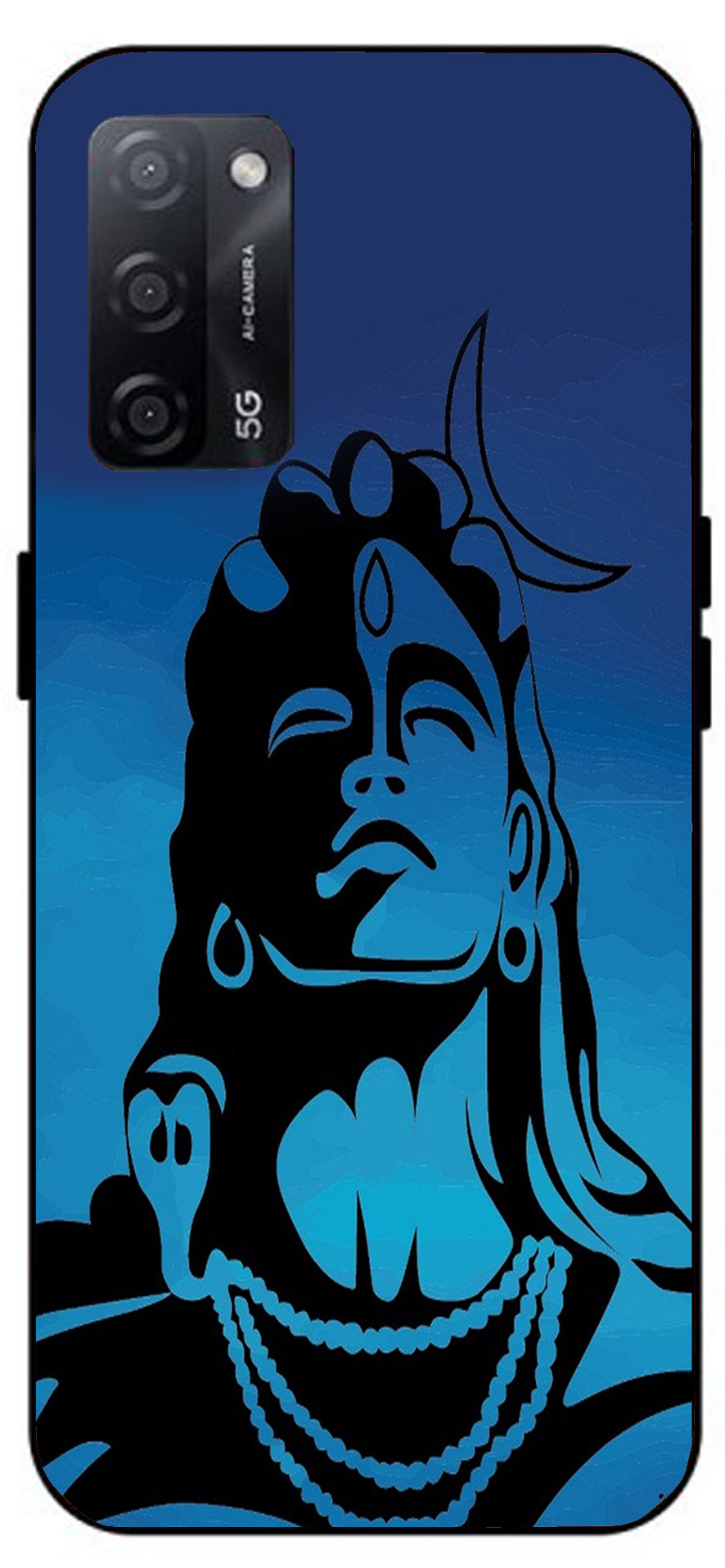 Shiva Mahakaal Unbreakable Metal Back Case Mobile Cover with 4 Side Protection and Soft TPU Sides for Oppo A53s 5G