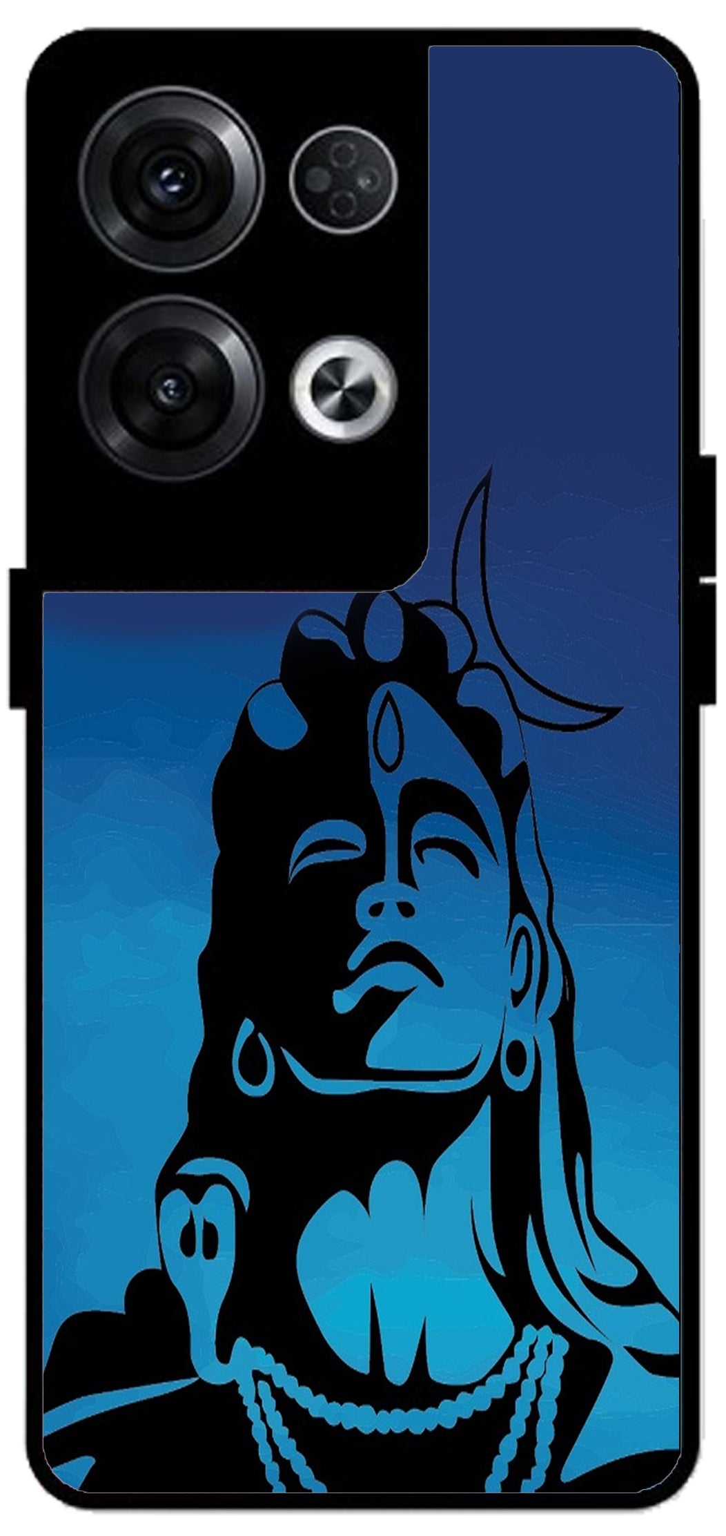 Shiva Mahakaal Unbreakable Metal Back Case Mobile Cover with 4 Side Protection and Soft TPU Sides for Oppo Reno 8 Pro 5G 2D