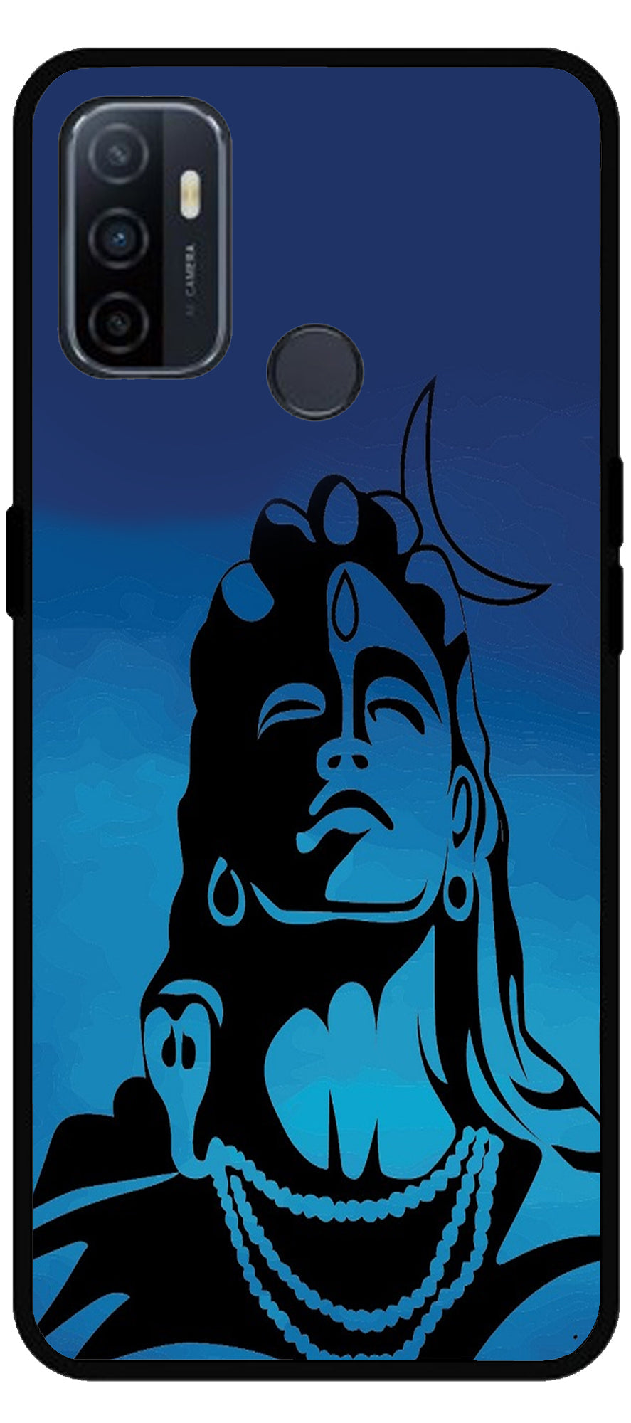 Shiva Mahakaal Unbreakable Metal Back Case Mobile Cover with 4 Side Protection and Soft TPU Sides for Oppo A53