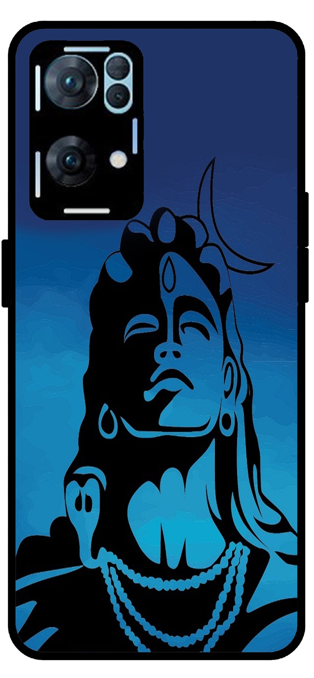 Shiva Mahakaal Unbreakable Metal Back Case Mobile Cover with 4 Side Protection and Soft TPU Sides for Oppo Reno 7 Pro 5G