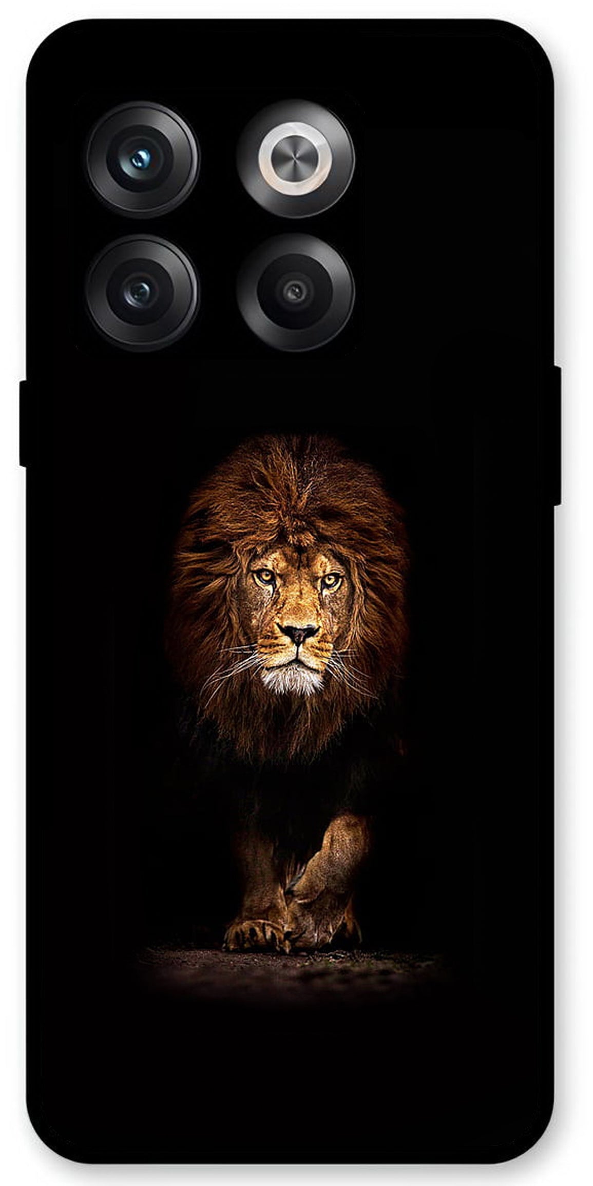 Lion Design Printed Unbreakable Metal Back Case Mobile Cover with 4 Side Protection and Soft TPU Sides for OnePlus10T