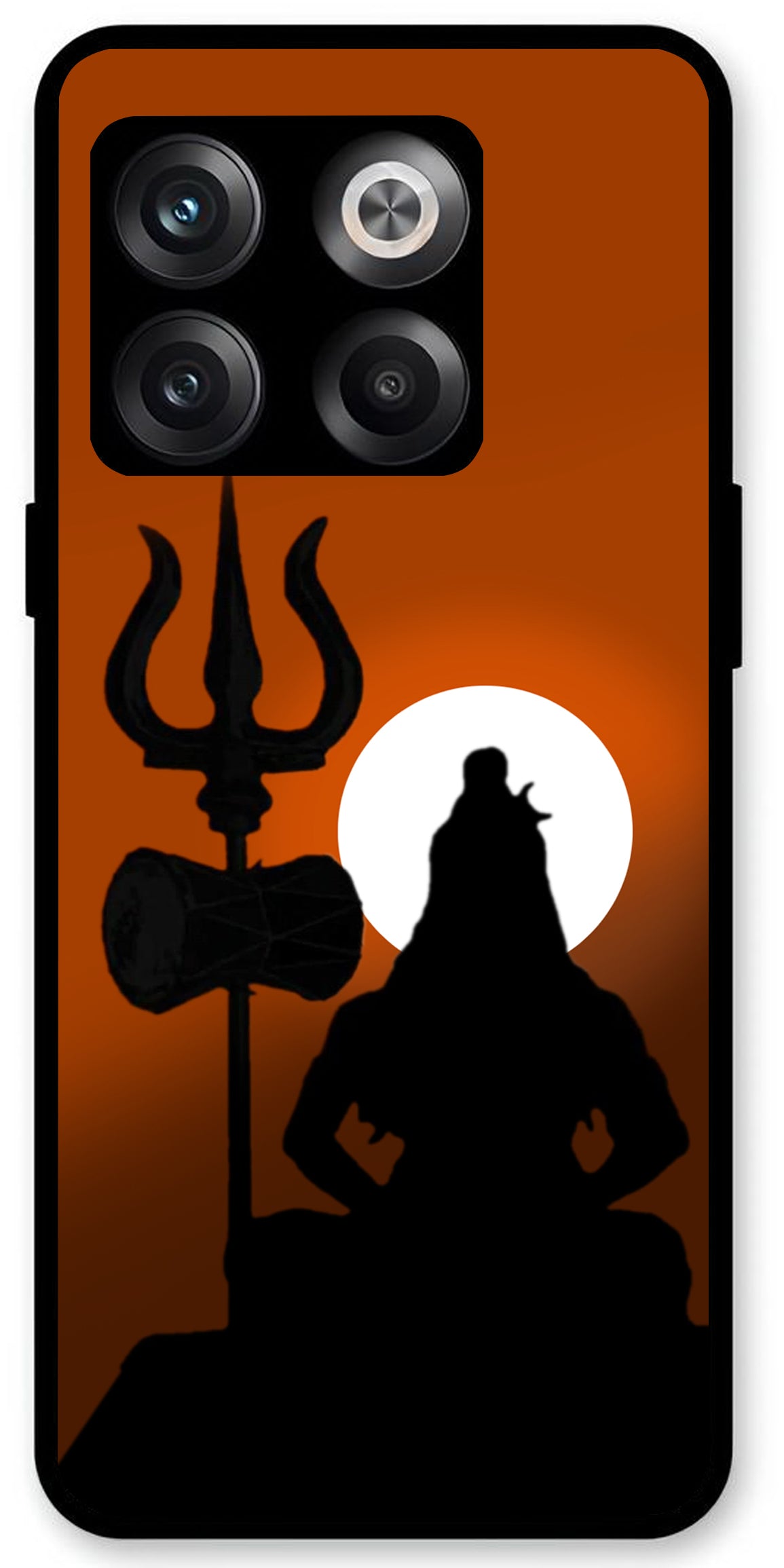 Lord Shiva Shadow Unbreakable Metal Back Case Mobile Cover with 4 Side Protection and Soft TPU Sides for OnePlus10T