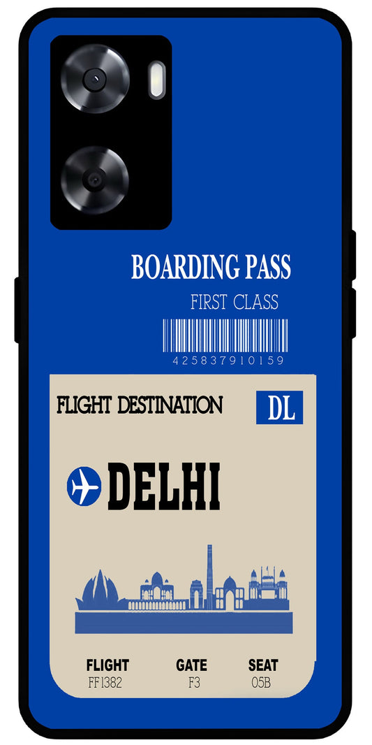 Delhi Boarding Pass Unbreakable Metal Back Case Mobile Cover with 4 Side Protection and Soft TPU Sides for OnePlus Nord N20 SE