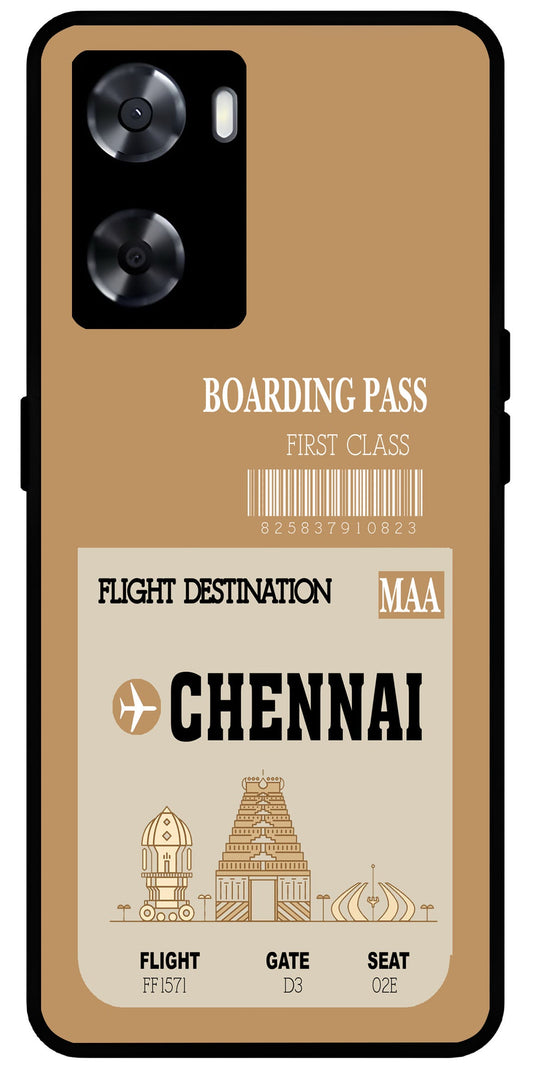 Chennai Boarding Pass Unbreakable Metal Back Case Mobile Cover with 4 Side Protection and Soft TPU Sides for OnePlus Nord N20 SE