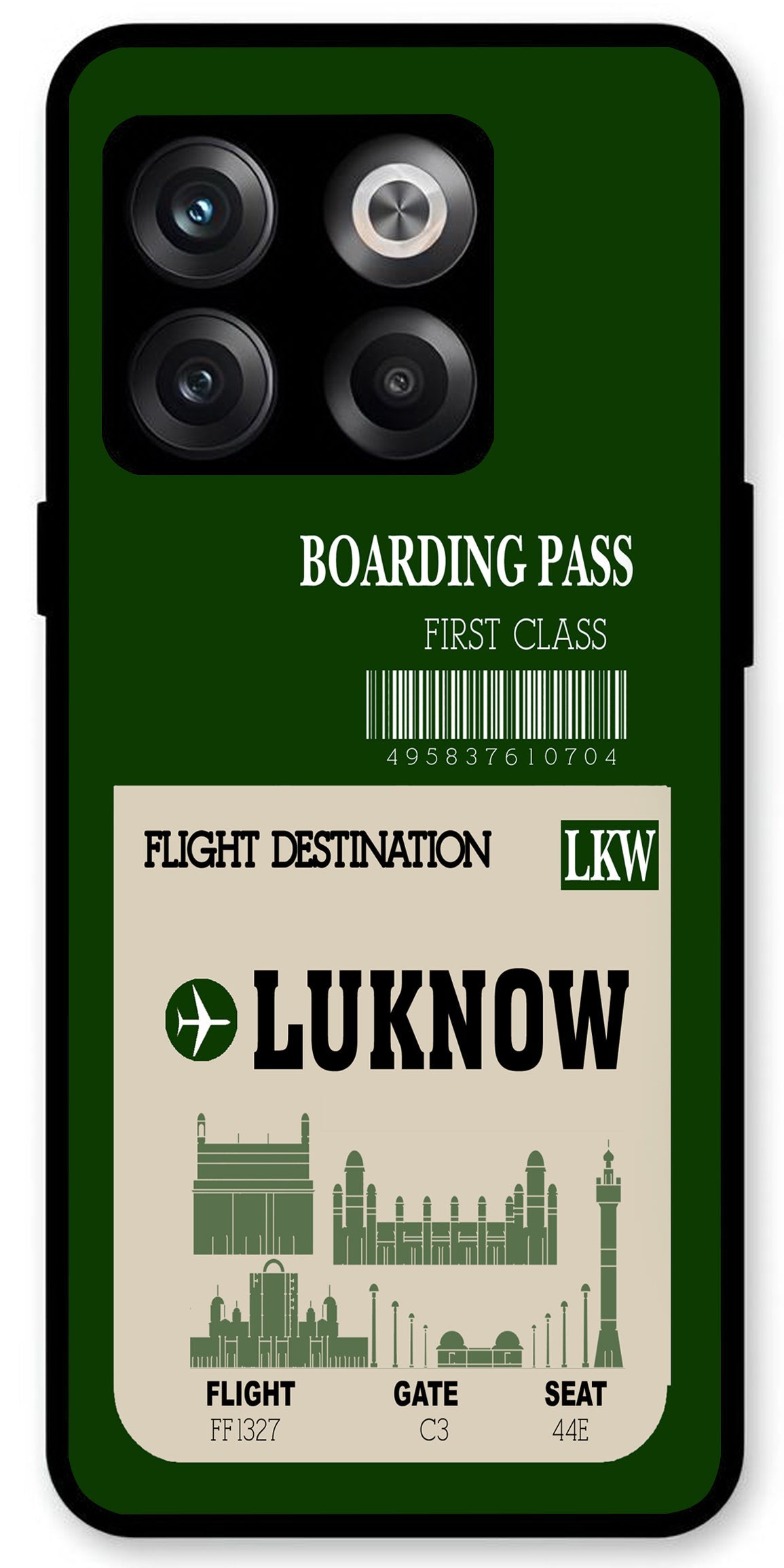 Lucknow Boarding Pass Unbreakable Metal Back Case Mobile Cover with 4 Side Protection and Soft TPU Sides for OnePlus10T