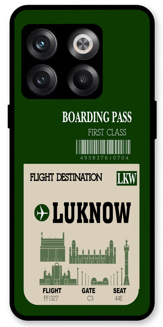 Lucknow Boarding Pass Unbreakable Metal Back Case Mobile Cover with 4 Side Protection and Soft TPU Sides for OnePlus10T