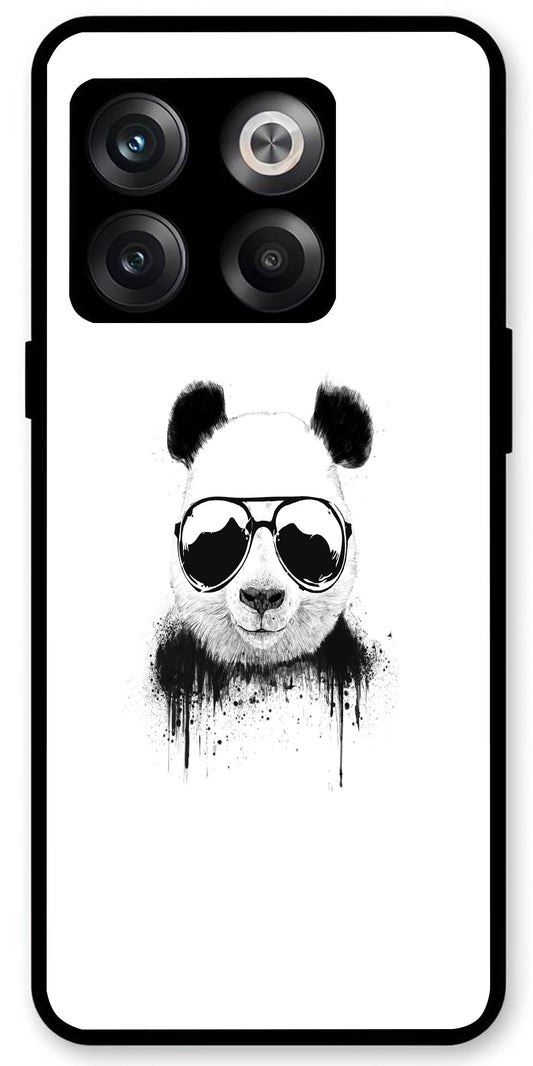 Cute Panda Unbreakable Metal Back Case Mobile Cover with 4 Side Protection and Soft TPU Sides for OnePlus10T