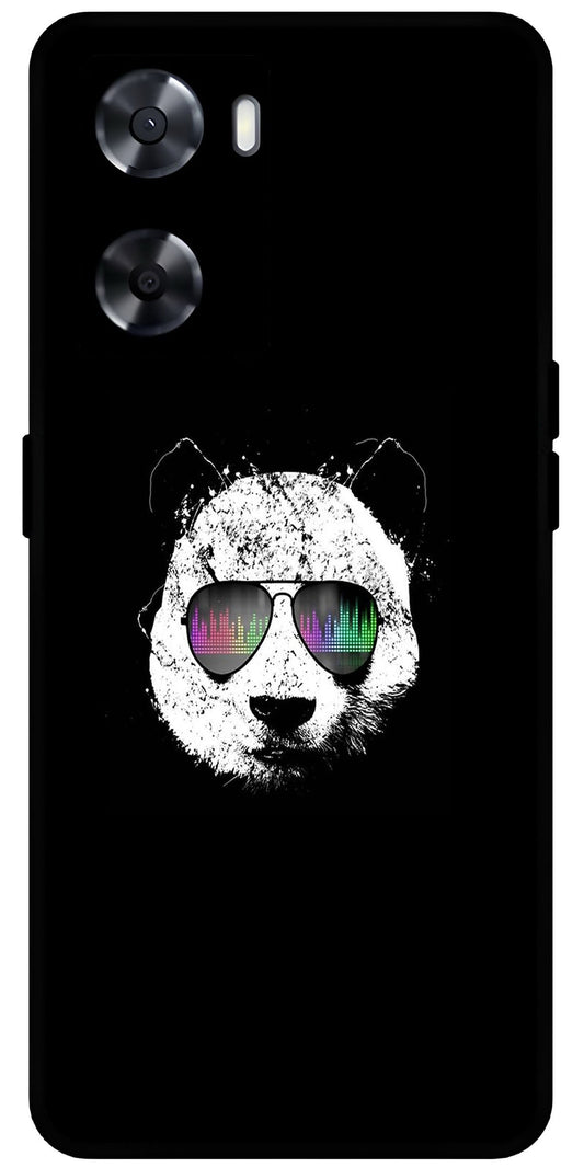 Cute Panda Black Design Unbreakable Metal Back Case Mobile Cover with 4 Side Protection and Soft TPU Sides for OnePlus Nord N20 SE