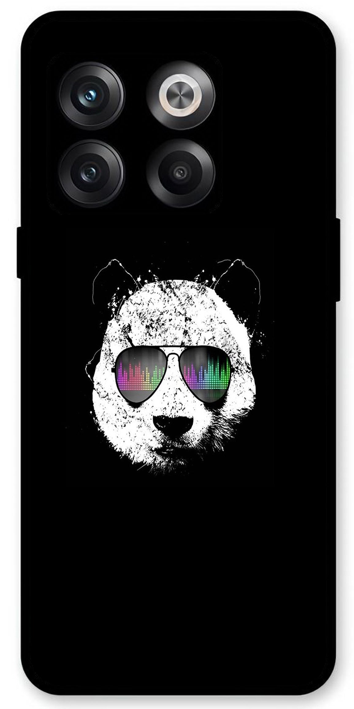 Cute Panda Black Design Unbreakable Metal Back Case Mobile Cover with 4 Side Protection and Soft TPU Sides for OnePlus10T