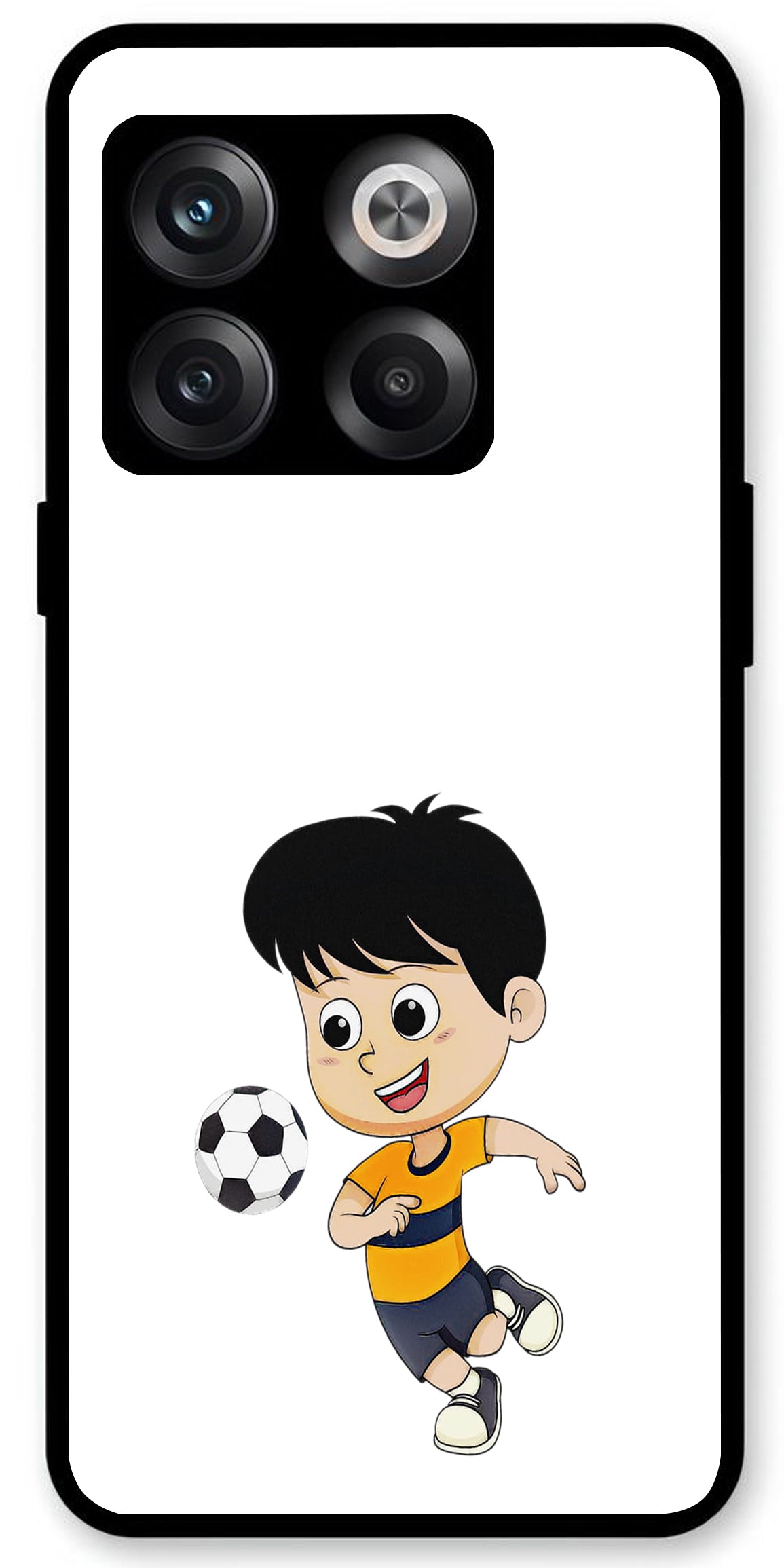 Little Boy Play Football Unbreakable Metal Back Case Mobile Cover with 4 Side Protection and Soft TPU Sides for OnePlus10T