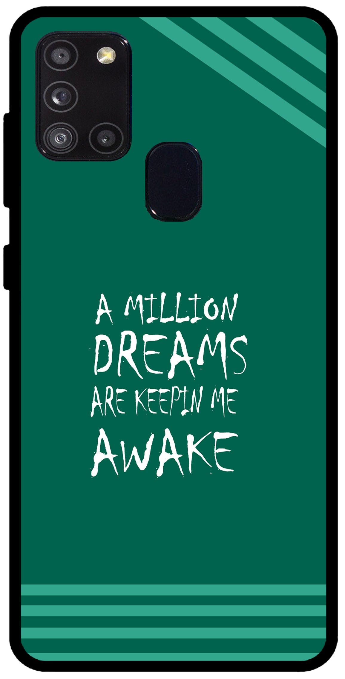 A Million Dreams Unbreakable Metal Back Case Mobile Cover with 4 Side Protection and Soft TPU Sides for SAMSUNG A21 S