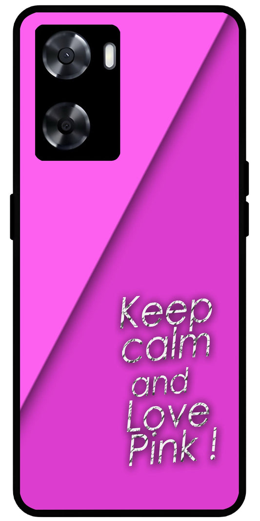 Keep Calm and Love Pink Unbreakable Metal Back Case Mobile Cover with 4 Side Protection and Soft TPU Sides for OnePlus Nord N20 SE