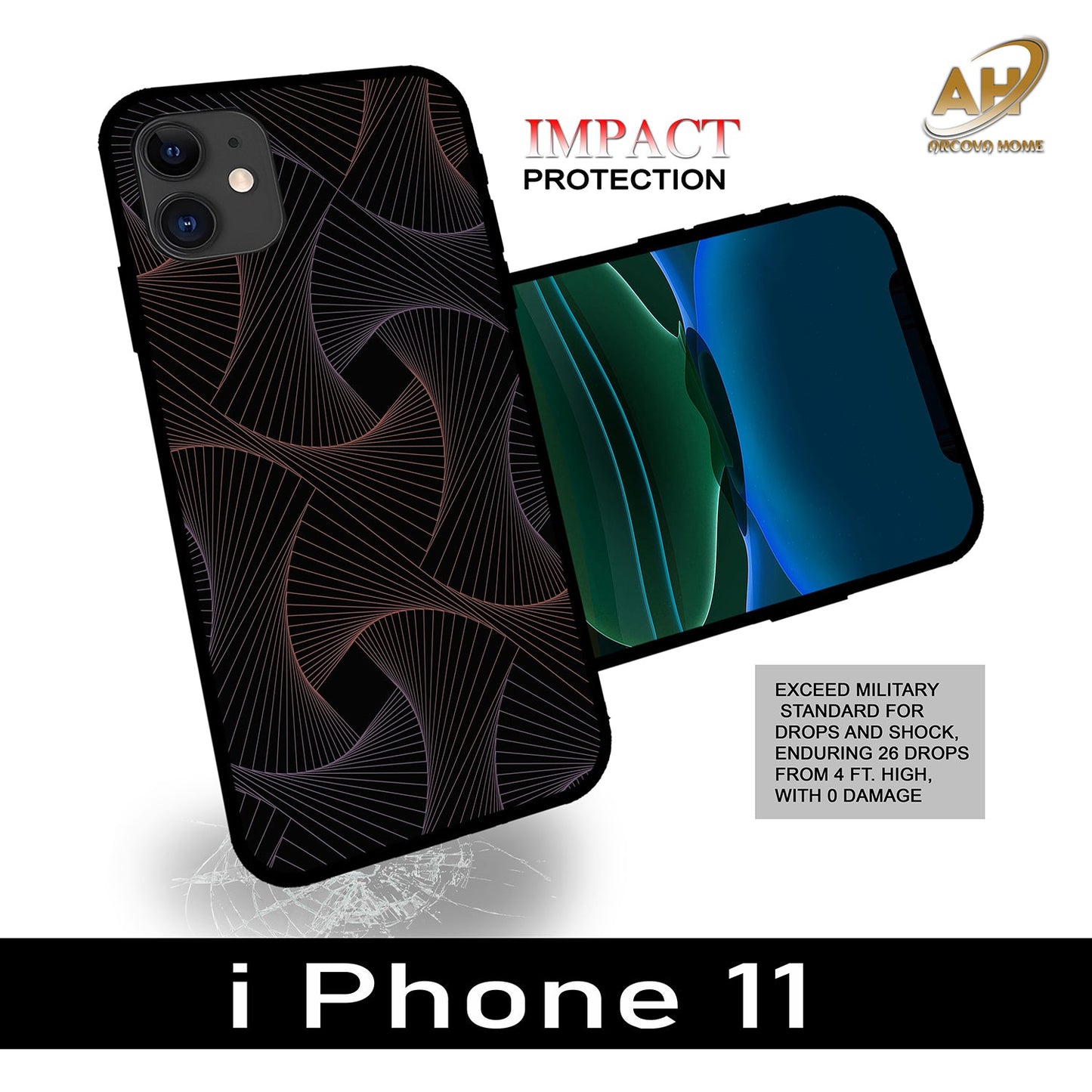 Animated Design Unbreakable Glass Back Case Mobile Cover with 4 Side Protection and Soft TPU Sides for Apple iPhone 11