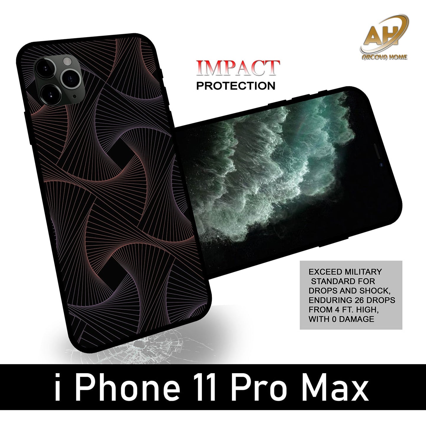 Animated Design Unbreakable Glass Back Case Mobile Cover with 4 Side Protection and Soft TPU Sides for Apple iPhone 11 PRO MAX