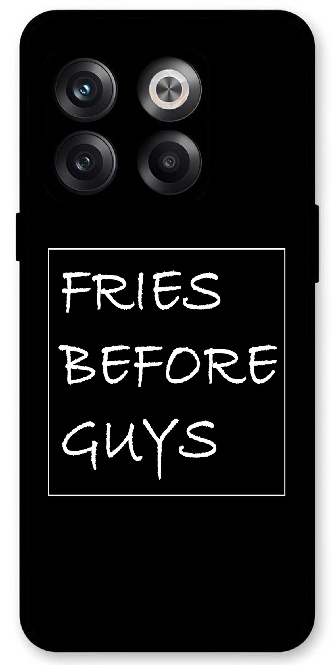 Fries Before Guys Unbreakable Metal Back Case Mobile Cover with 4 Side Protection and Soft TPU Sides for OnePlus10T