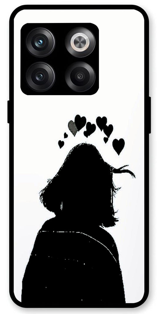 Girl Art Design Unbreakable Metal Back Case Mobile Cover with 4 Side Protection and Soft TPU Sides for OnePlus10T