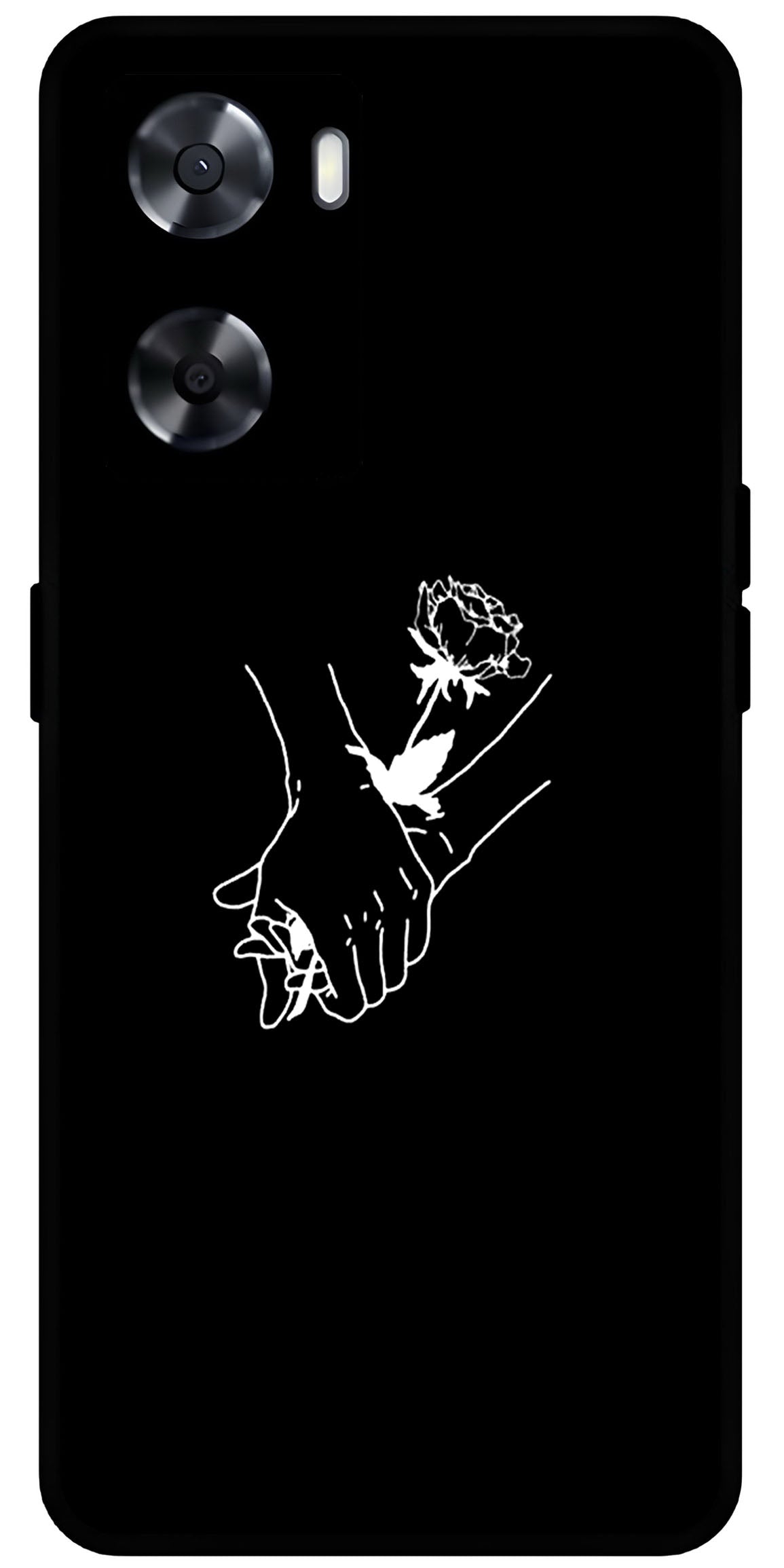 Love Hands Black Unbreakable Metal Back Case Mobile Cover with 4 Side Protection and Soft TPU Sides for OnePlus Nord N20 SE