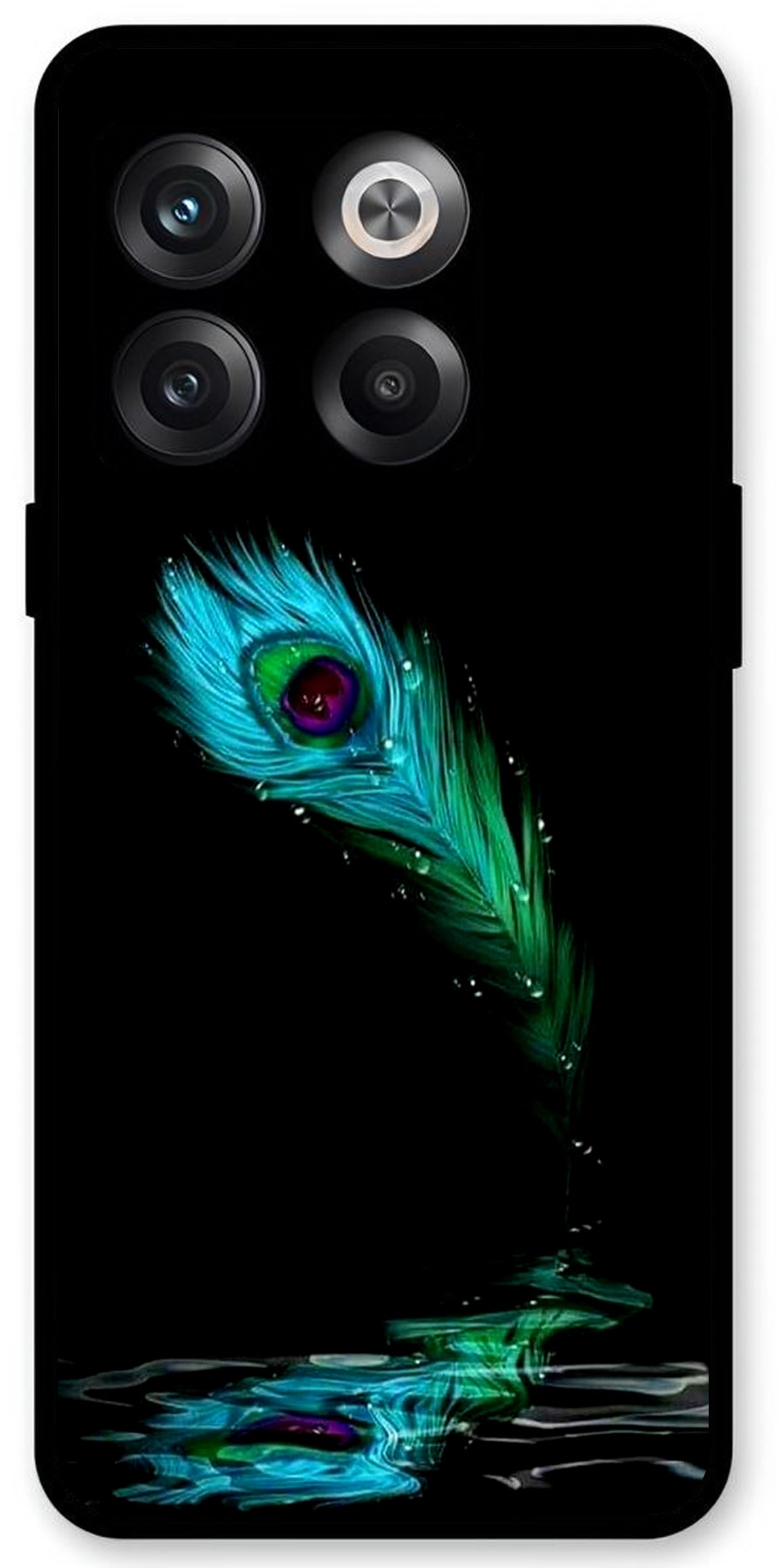 Peacock Art Unbreakable Metal Back Case Mobile Cover with 4 Side Protection and Soft TPU Sides for OnePlus10T