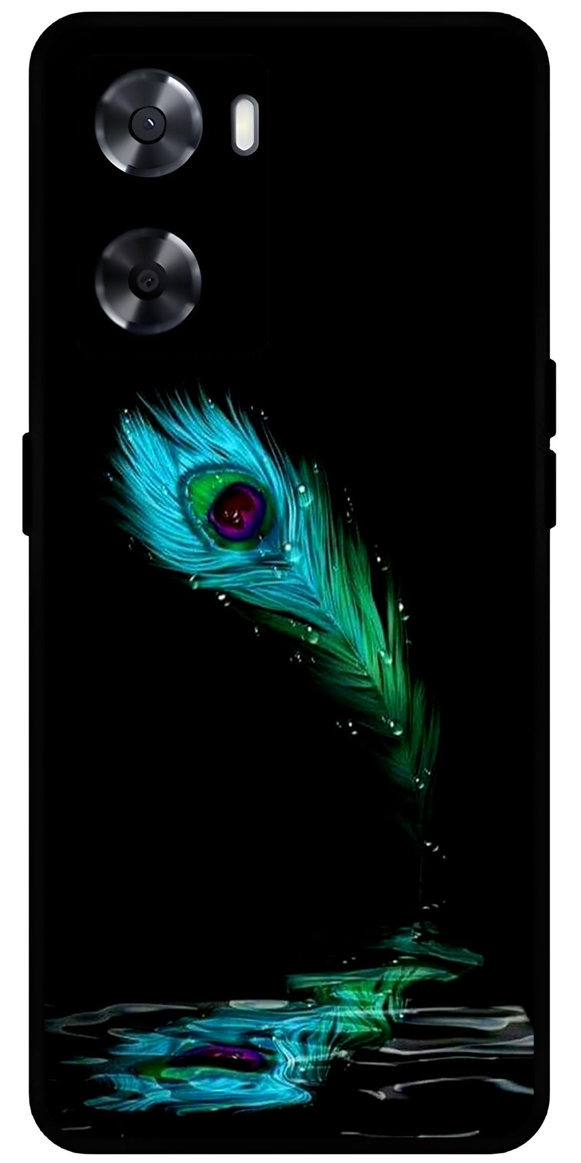 Peacock Art Unbreakable Metal Back Case Mobile Cover with 4 Side Protection and Soft TPU Sides for OnePlus Nord N20 SE