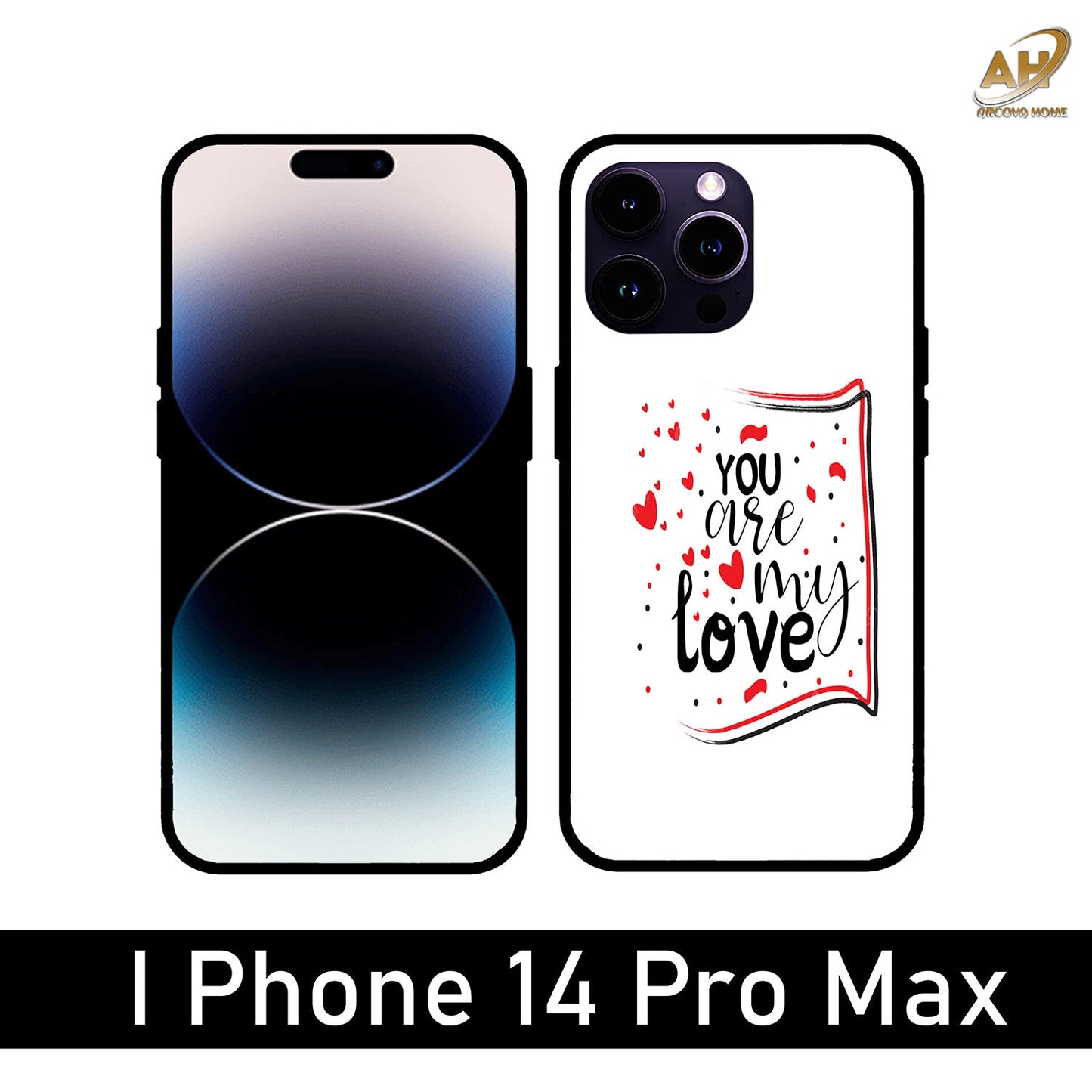 You are My Love Unbreakable Metal Back Case Mobile Cover with 4 Side Protection and Soft TPU Sides for Apple iPhone 14 Pro Max