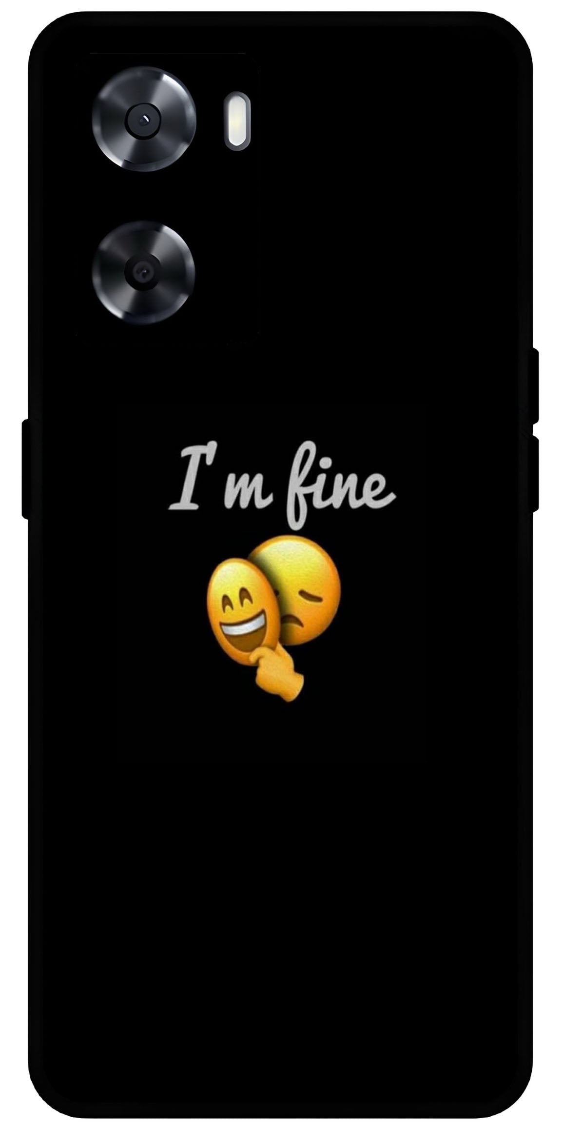 I Am Fine Unbreakable Metal Back Case Mobile Cover with 4 Side Protection and Soft TPU Sides for OnePlus Nord N20 SE