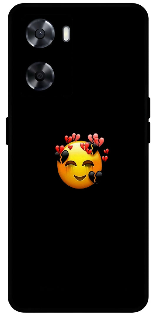 Smile Emoji Unbreakable Metal Back Case Mobile Cover with 4 Side Protection and Soft TPU Sides for OnePlus Nord N20 SE