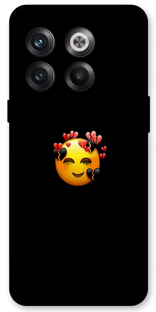 Smile Emoji Unbreakable Metal Back Case Mobile Cover with 4 Side Protection and Soft TPU Sides for OnePlus10T