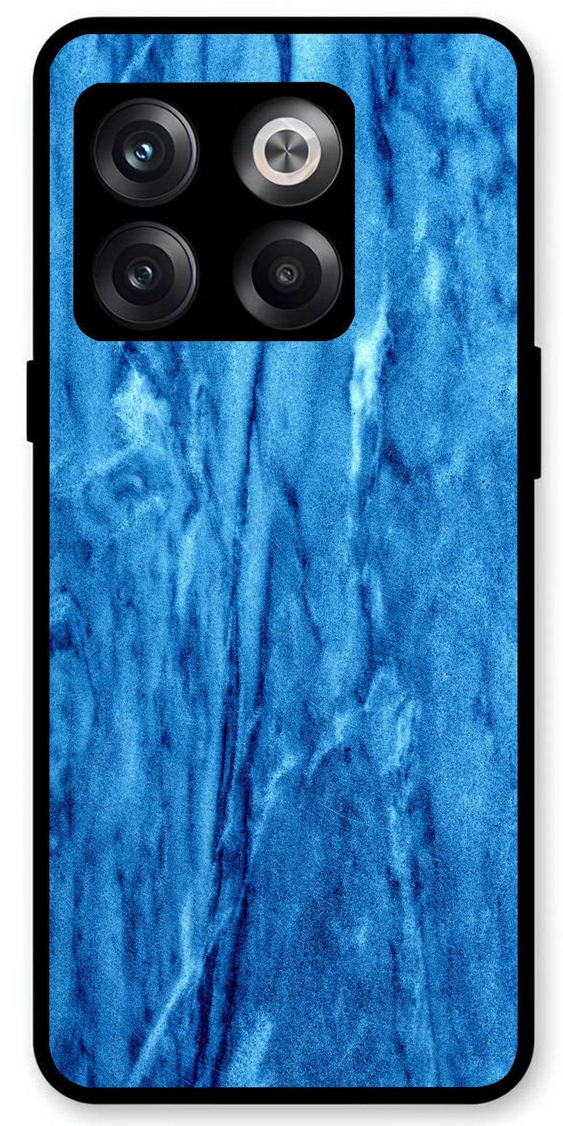 Blue Marble Pattern Unbreakable Metal Back Case Mobile Cover with 4 Side Protection and Soft TPU Sides for OnePlus10T