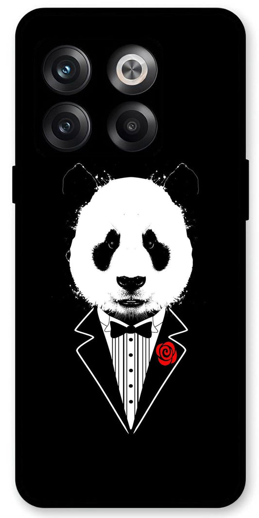 Cool Panda in DressUnbreakable Metal Back Case Mobile Cover with 4 Side Protection and Soft TPU Sides for OnePlus10T