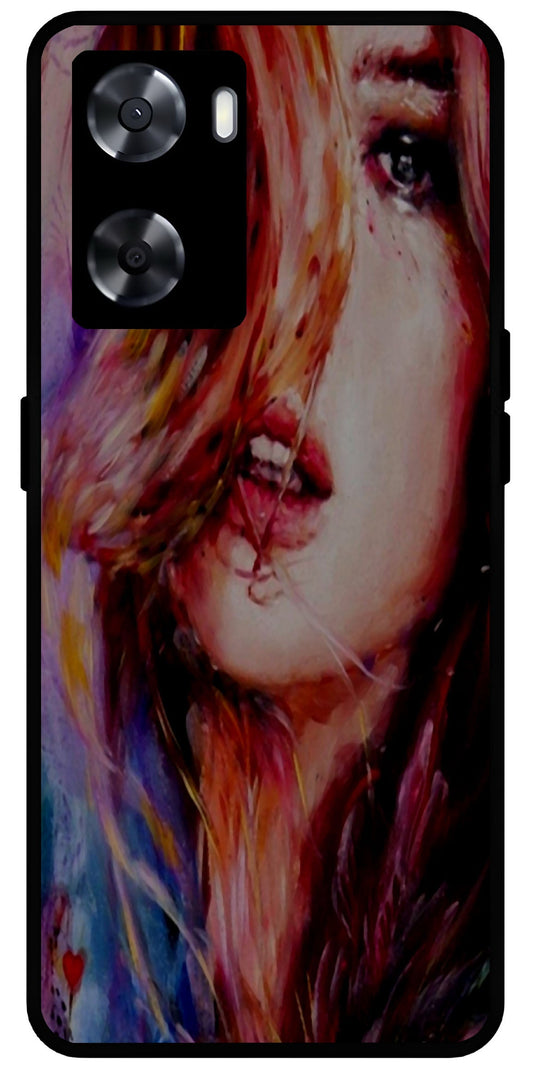 Gorgeous Girl Unbreakable Metal Back Case Mobile Cover with 4 Side Protection and Soft TPU Sides for OnePlus Nord N20 SE