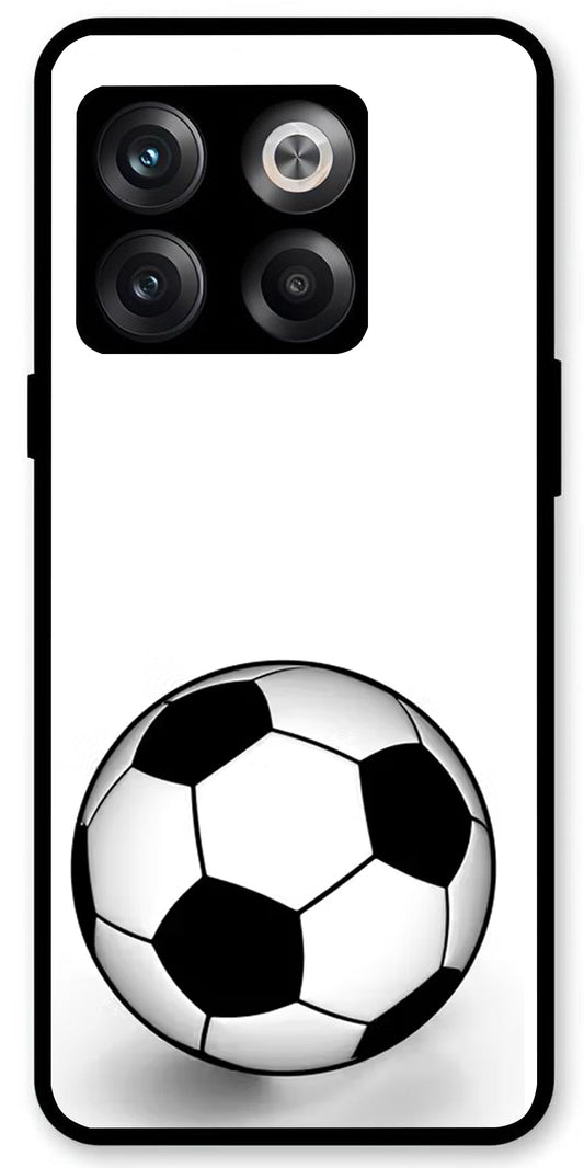 White Football Unbreakable Metal Back Case Mobile Cover with 4 Side Protection and Soft TPU Sides for OnePlus10T