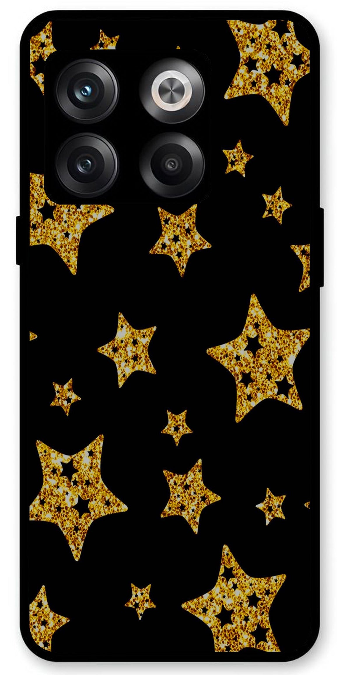 Golden Stars Unbreakable Metal Back Case Mobile Cover with 4 Side Protection and Soft TPU Sides for OnePlus10T