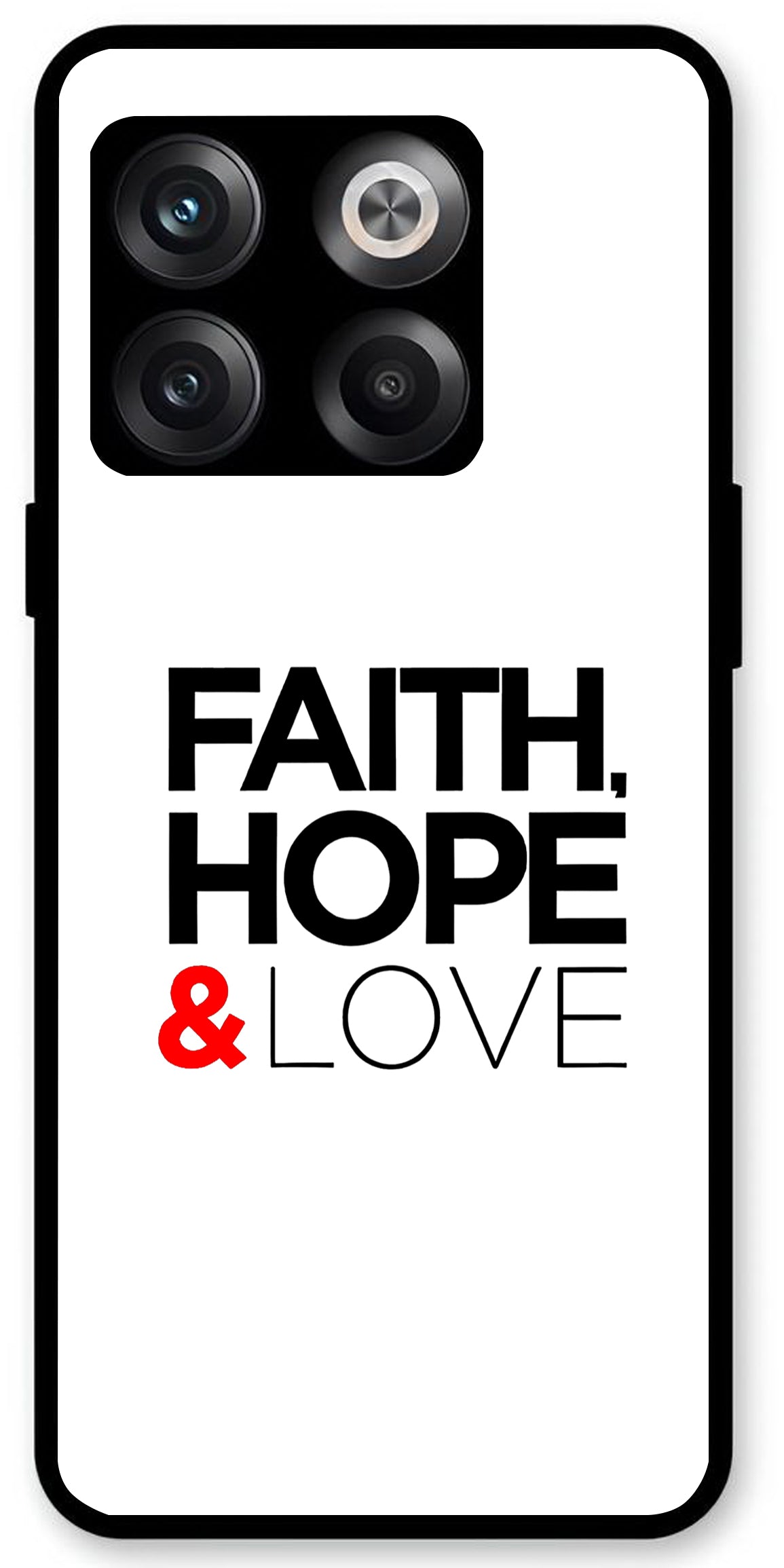 Faith Love and Hope Unbreakable Metal Back Case Mobile Cover with 4 Side Protection and Soft TPU Sides for OnePlus10T