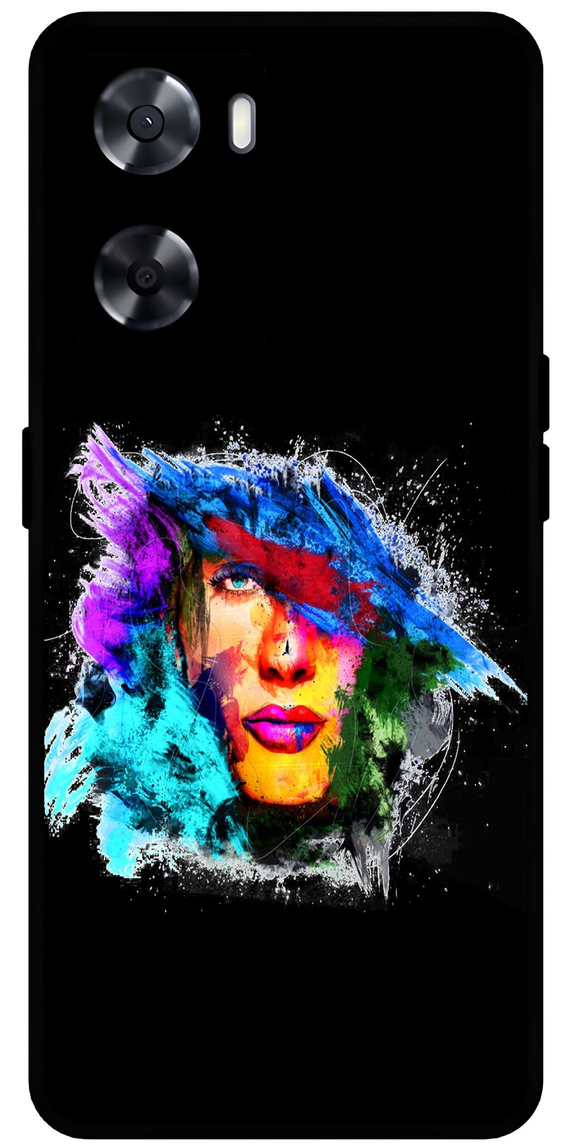 Girl Face Art Unbreakable Metal Back Case Mobile Cover with 4 Side Protection and Soft TPU Sides for OnePlus Nord N20 SE