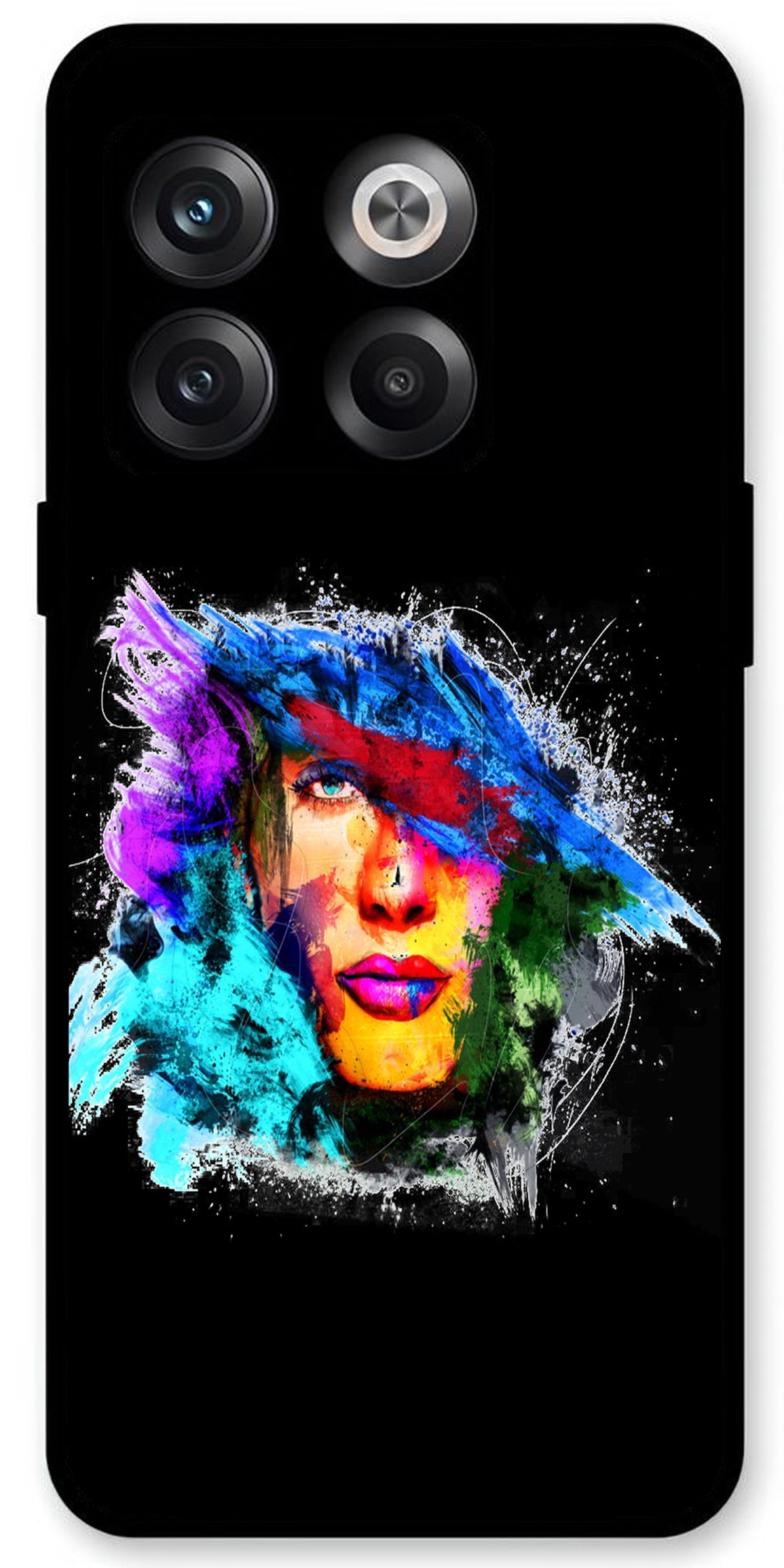 Girl Face Art Unbreakable Metal Back Case Mobile Cover with 4 Side Protection and Soft TPU Sides for OnePlus10T