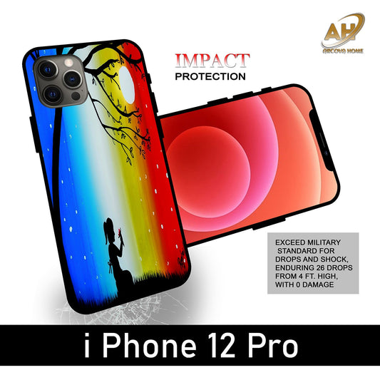 Alone Girl Unbreakable Metal Back Case Mobile Cover with 4 Side Protection and Soft TPU Sides for Apple iphone 12 Pro