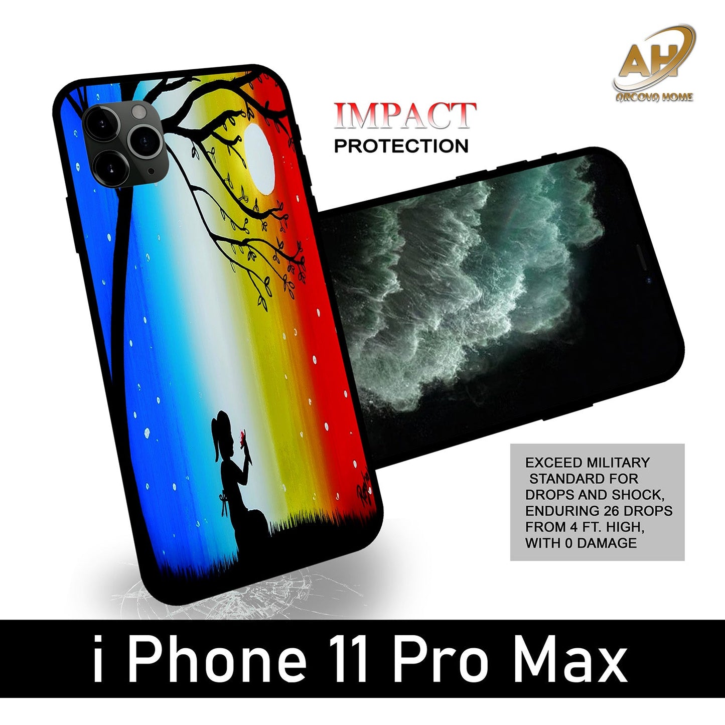 Alone Girl Unbreakable Glass Back Case Mobile Cover with 4 Side Protection and Soft TPU Sides for Apple iPhone 11 PRO MAX