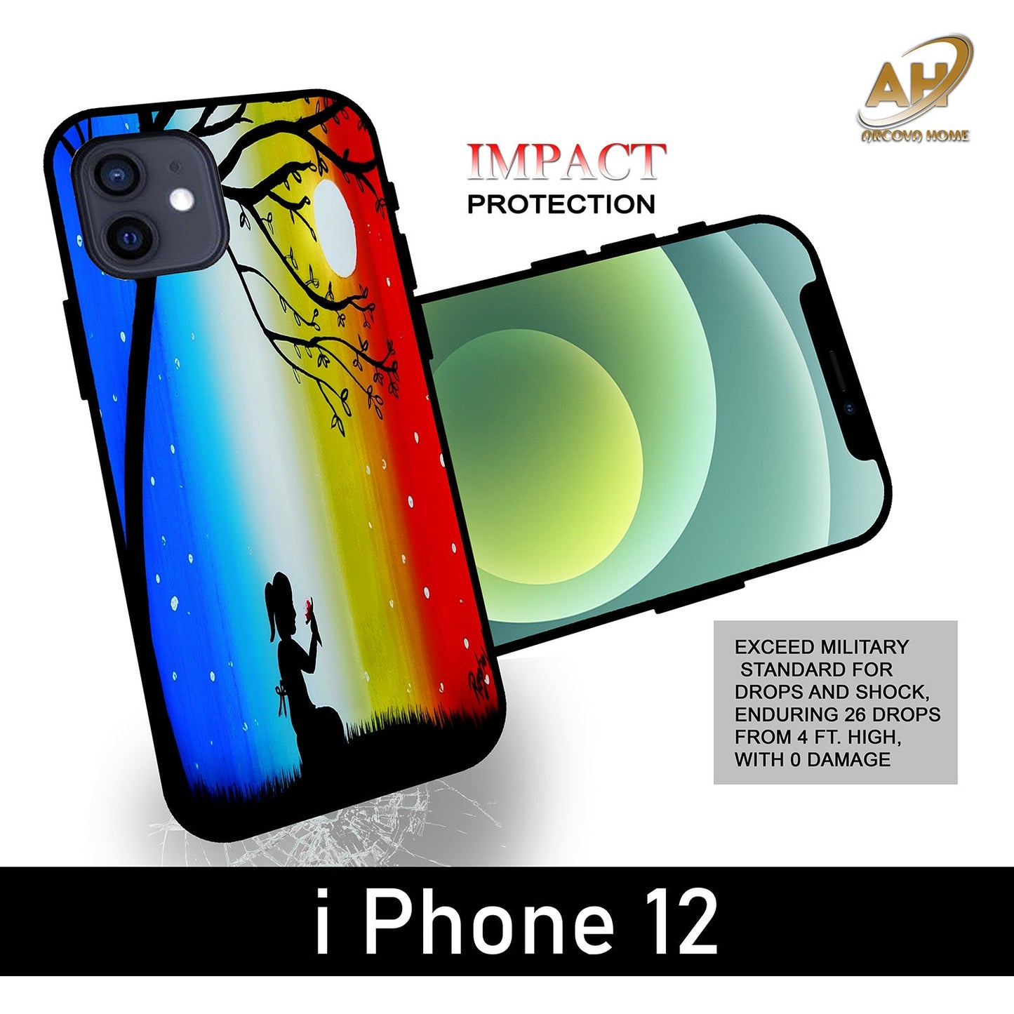 Alone Girl Unbreakable metal Back Case Mobile Cover with 4 Side Protection and Soft TPU Sides for Apple iPhone 12