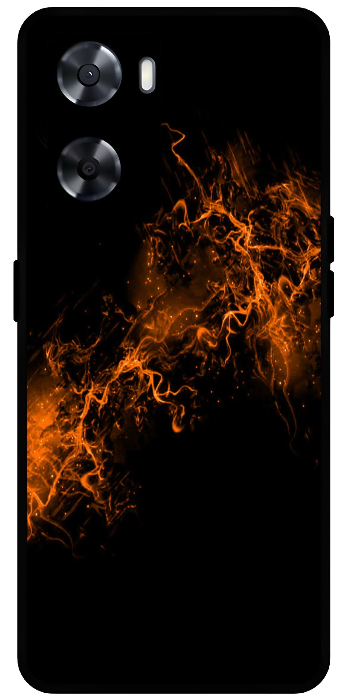 Fire Orange Unbreakable Metal Back Case Mobile Cover with 4 Side Protection and Soft TPU Sides for OnePlus Nord N20 SE